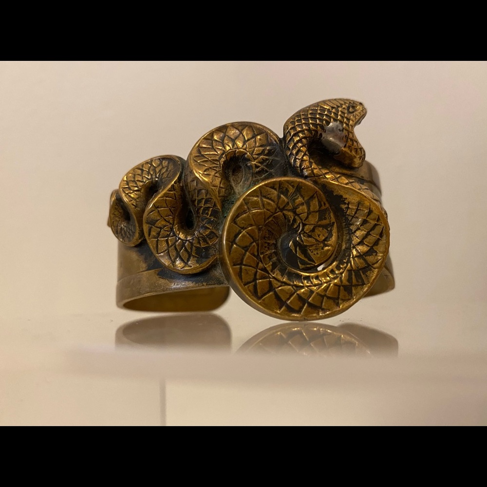 60s Serpent Charmer brass snake cuff